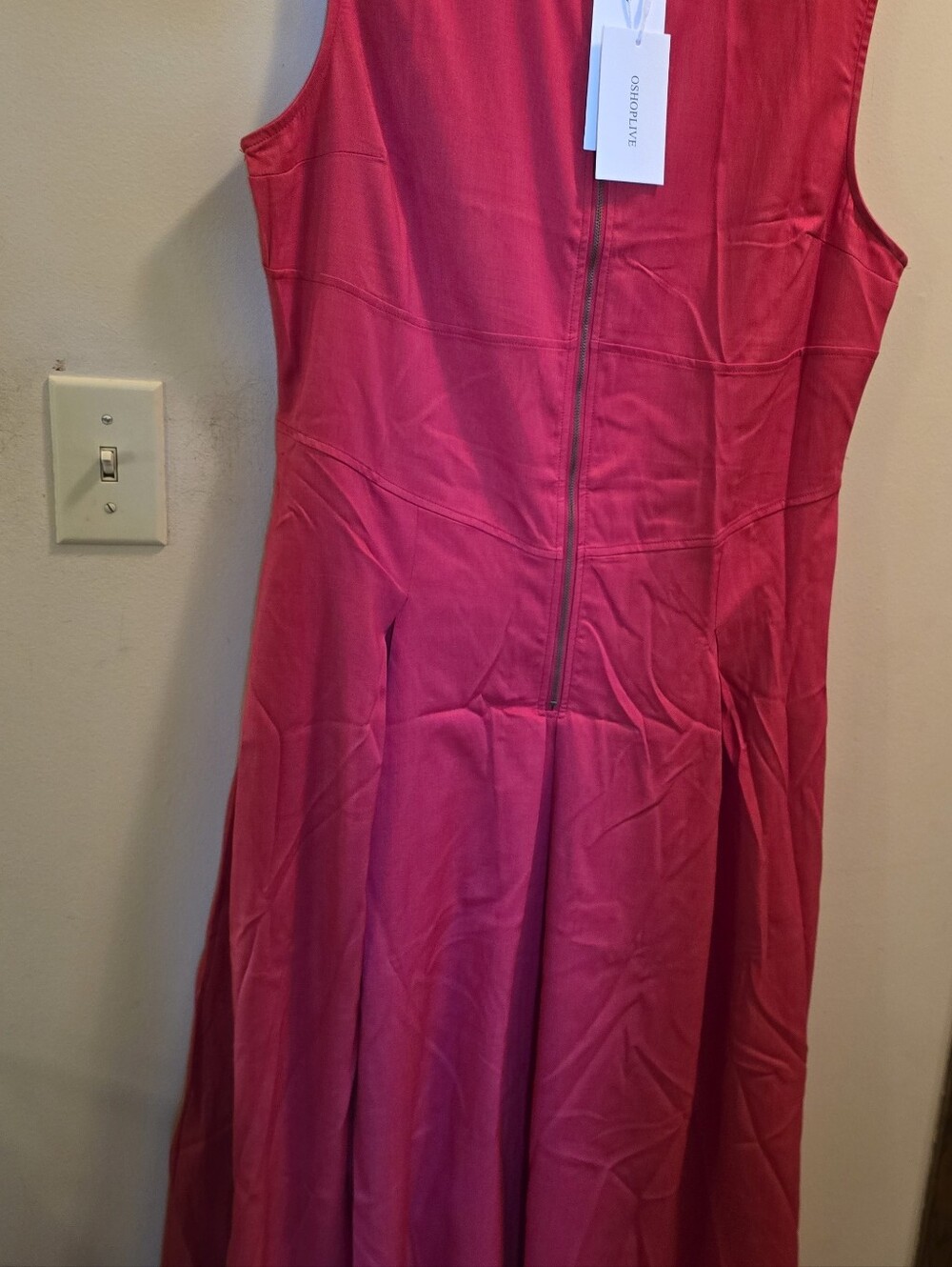 OSOPLIVE Sleeveless Red Maxi Dress with Front Zip XL NWT - Picture 9 of 13